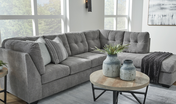 Modern Heritage Marleton 2-Piece Tufted Fabric Sectional with Chaise - Jennifer Furniture