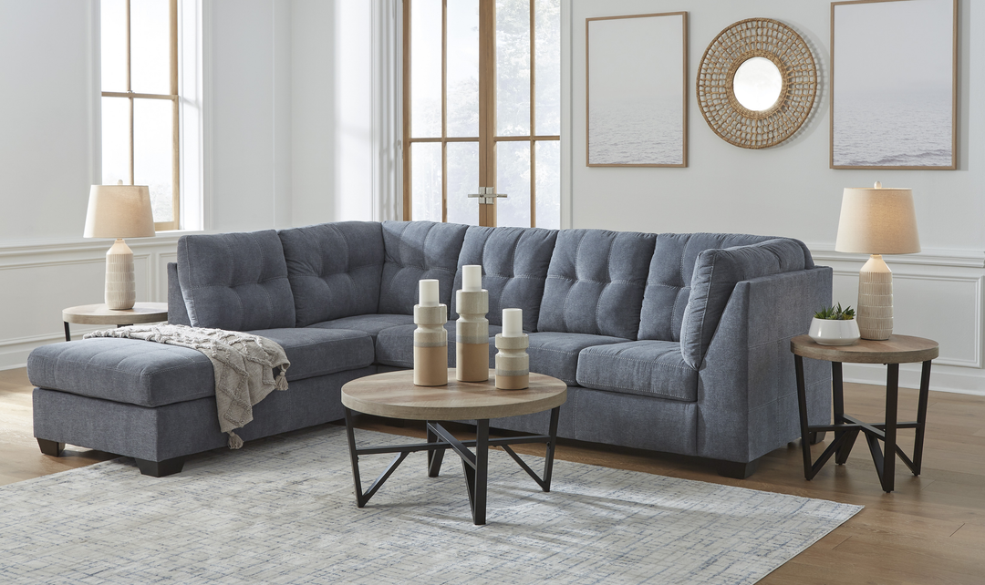 Modern Heritage Marleton 2-Piece Tufted Fabric Sectional with Chaise - Jennifer Furniture