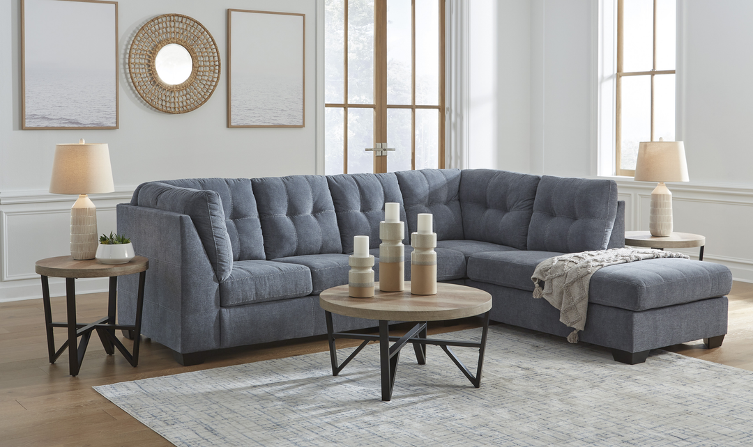 Modern Heritage Marleton 2-Piece Tufted Fabric Sectional with Chaise - Jennifer Furniture