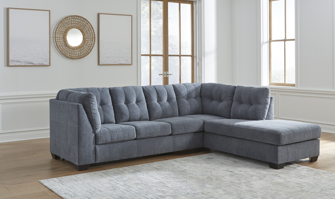 Modern Heritage Marleton 2-Piece Tufted Fabric Sectional with Chaise - Jennifer Furniture