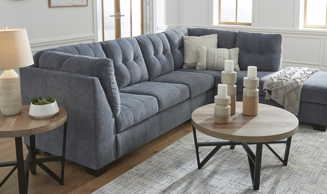 Modern Heritage Marleton 2-Piece Tufted Fabric Sectional with Chaise - Jennifer Furniture