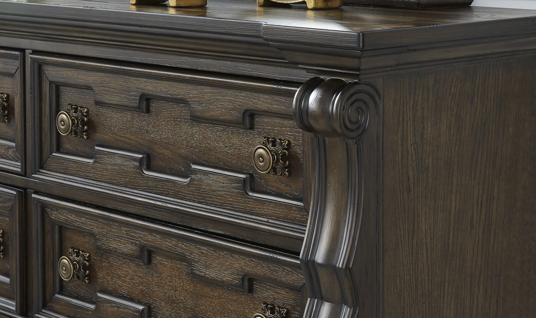 Modern Heritage Maylee Dark Brown Six-Drawer Dresser and Mirror