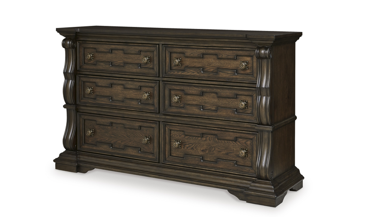 Modern Heritage Maylee Dark Brown Six-Drawer Dresser and Mirror