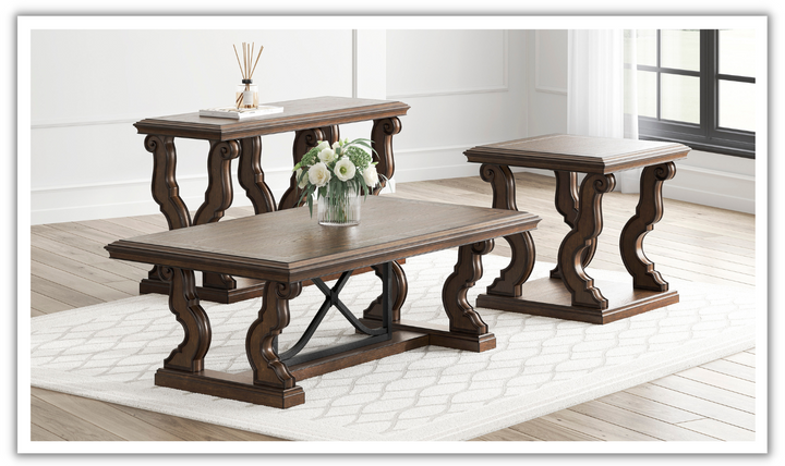 Modern Heritage Maylee Traditional Table Set With Swirl Veneers-jennifer furniture