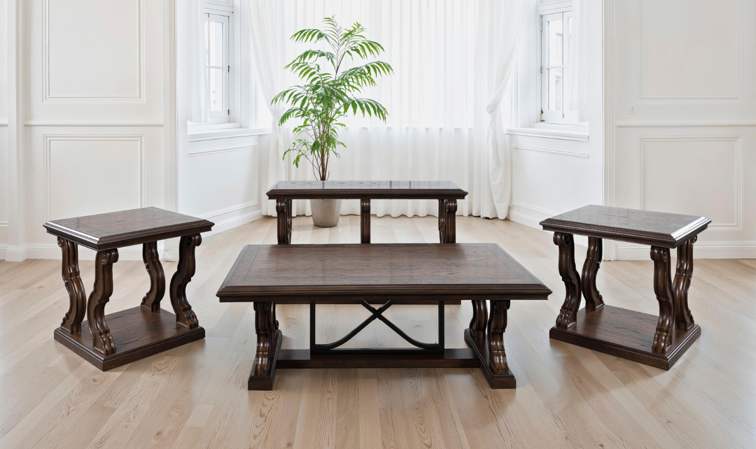 Modern Heritage Maylee Traditional Table Set With Swirl Veneers-jennifer furniture