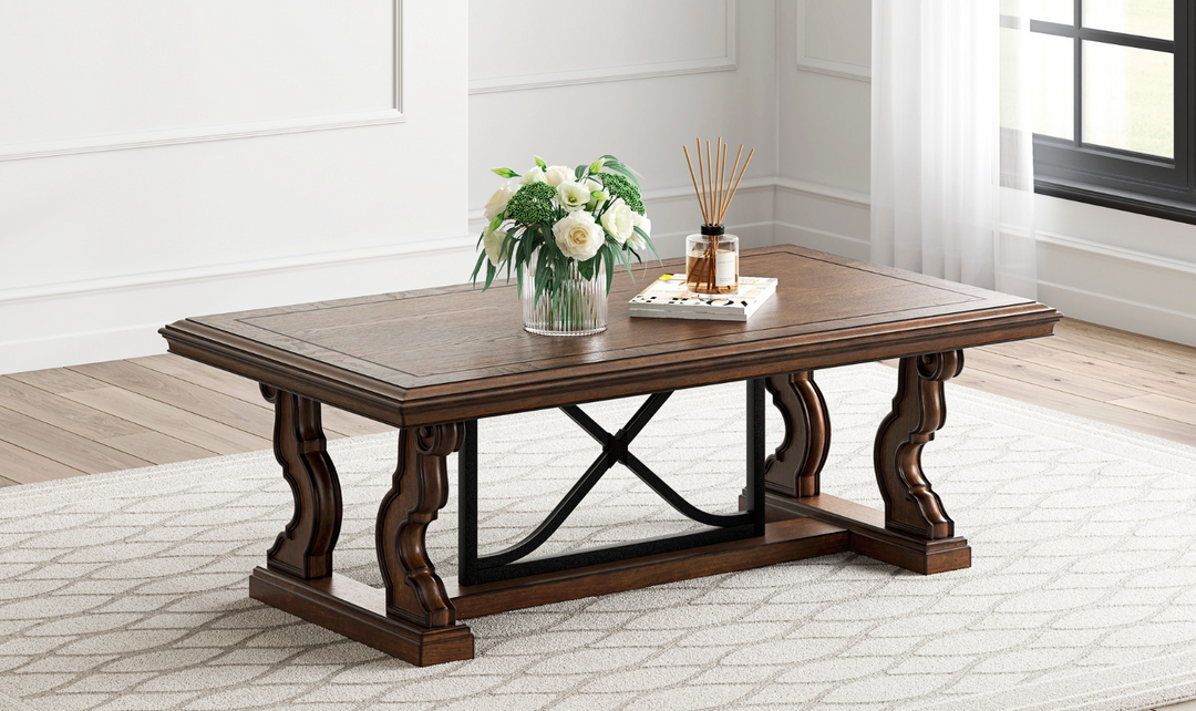 Modern Heritage Maylee Traditional Table Set With Swirl Veneers-jennifer furniture
