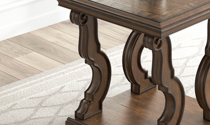 Modern Heritage Maylee Traditional Table Set With Swirl Veneers-jennifer furniture