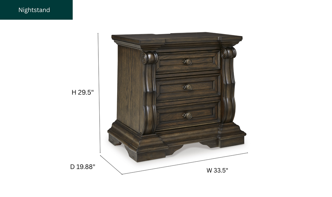 Modern Heritage Maylee Three Drawer Nightstand-Jennifer Furniture