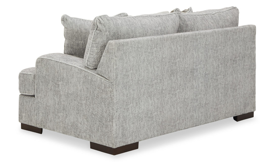 Modern Heritage Mercado Stationary Fabric Loveseat in Gray + 3 Toss Pillows