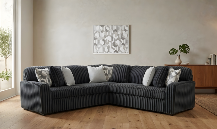 Modern Heritage Midnight-Madness Fabric 3-Piece Sectional Sofa