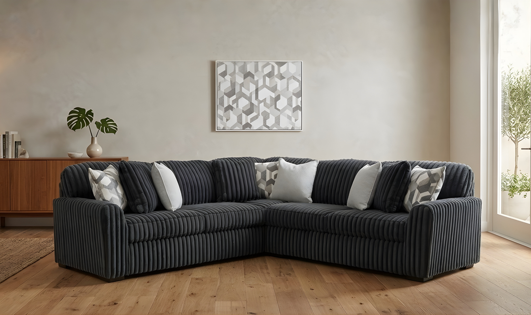 Modern Heritage Midnight-Madness Fabric 3-Piece Sectional Sofa