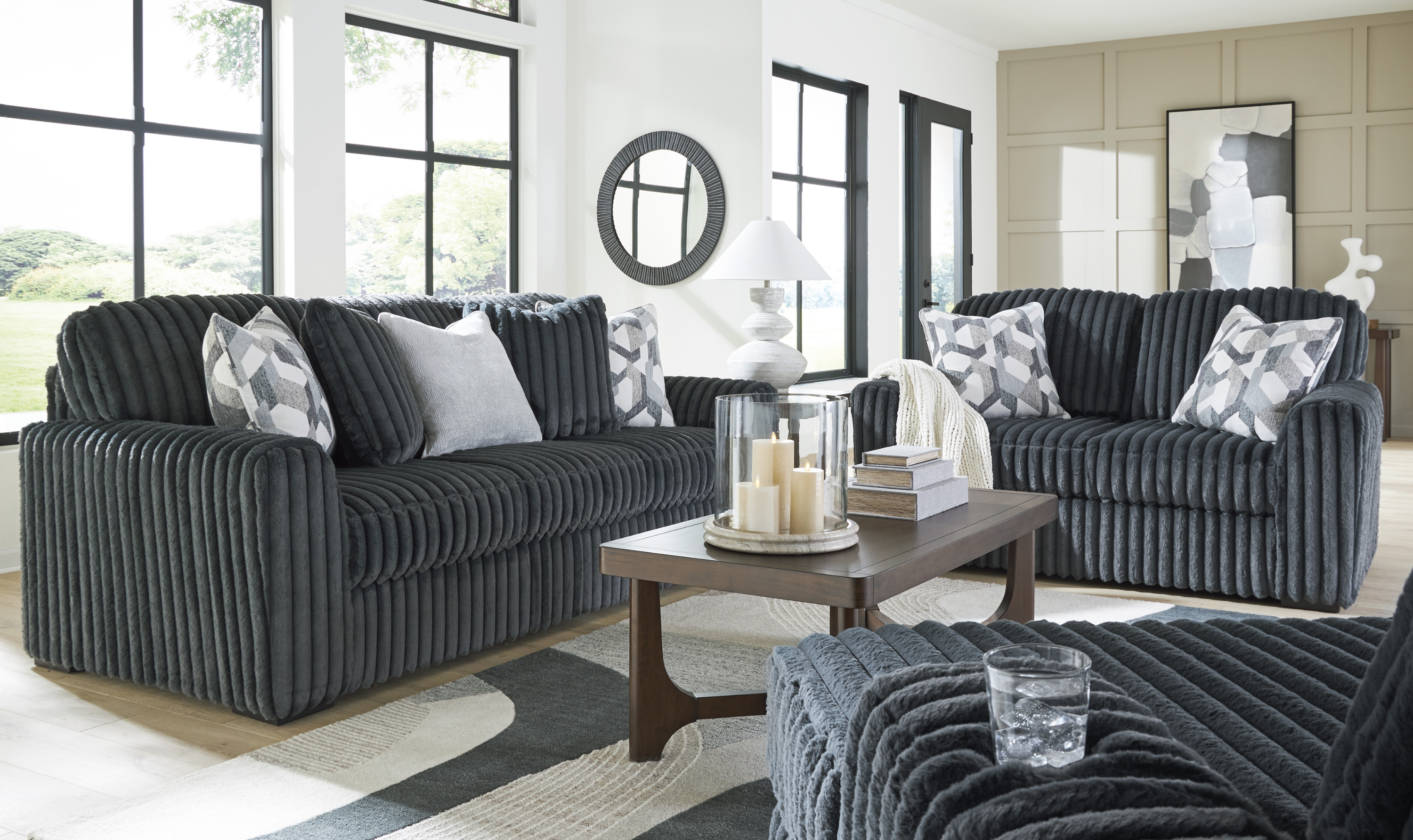 Modern Heritage Midnight-Madness Fabric Living Room Set-Jennifer Furniture