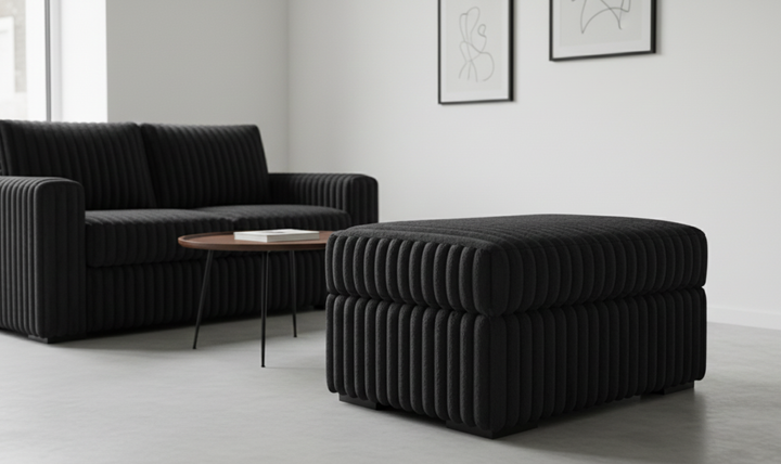 Modern Heritage Oversized Midnight-Madness Accent Ottoman in Fabric