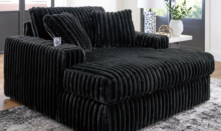 Modern Heritage Midnight-Madness Fabric Oversized Chaise with USB Port