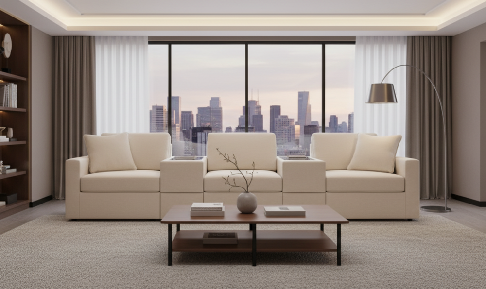 Modern Heritage Modmax 3-Seater Sectional Fabric Sofa With Console Storage-jennifer furniture