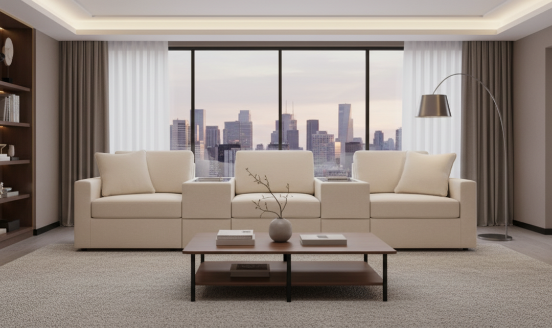 Modern Heritage Modmax 3-Seater Sectional Fabric Sofa With Console Storage-jennifer furniture