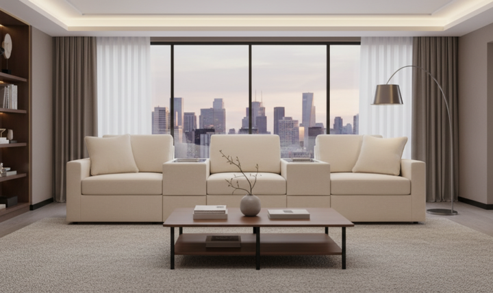 Modern Heritage Modmax 3-Seater Sectional Fabric Sofa With Console Storage-jennifer furniture
