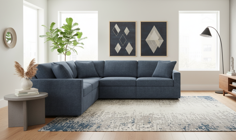 Modern Heritage Modmax 4-Seater Sectional Fabric Sofa With Throw pillow-jennifer furniture