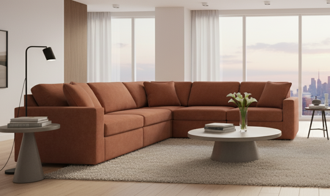 Modern Heritage Modmax 4-Seater Sectional Fabric Sofa With Throw pillow-jennifer furniture