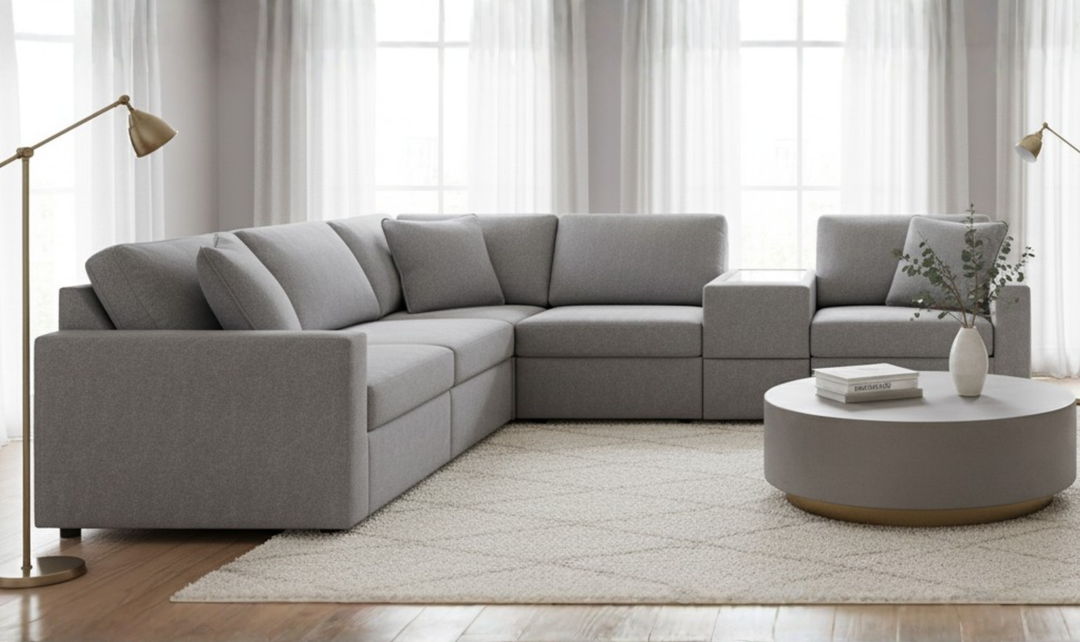 Modern Heritage Modmax 4-Seater Sectional with Storage Console-jennifer furniture
