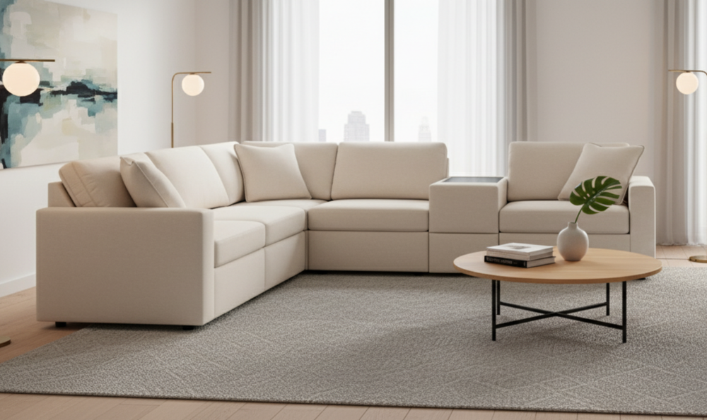 Modern Heritage Modmax 4-Seater Sectional with Storage Console-jennifer furniture