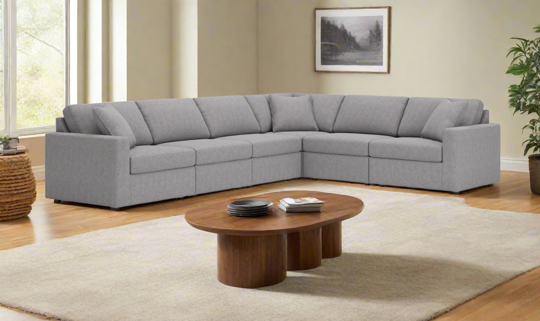 Modern Heritage Modmax Fabric Sectional Sofa with Throw pillows