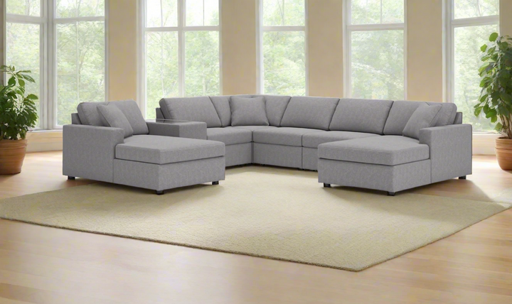 Modern Heritage Modmax Fabric Sectional Sofa with Throw pillows