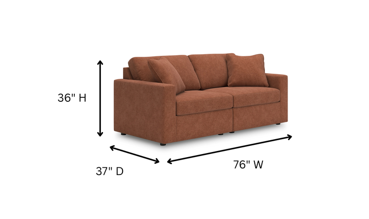 Modern Heritage Modmax Spice Fabric Upholstered Loveseat Sofa