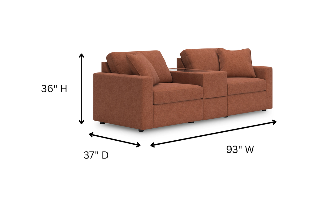 Modern Heritage Modmax Spice Fabric Upholstered Loveseat Sofa