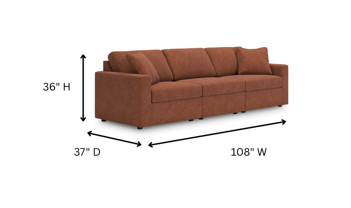 Modern Heritage Modmax Spice Fabric Upholstered Loveseat Sofa