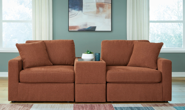 Modern Heritage Modmax Spice Fabric Upholstered Loveseat Sofa-jennifer furniture