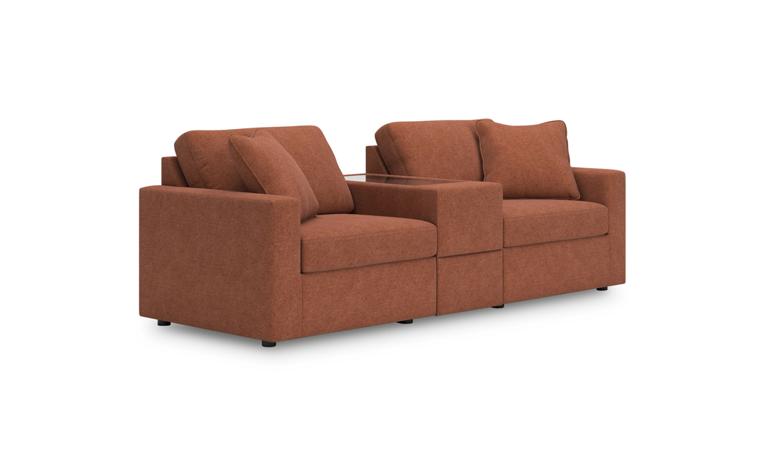 Modern Heritage Modmax Spice Fabric Upholstered Loveseat Sofa
