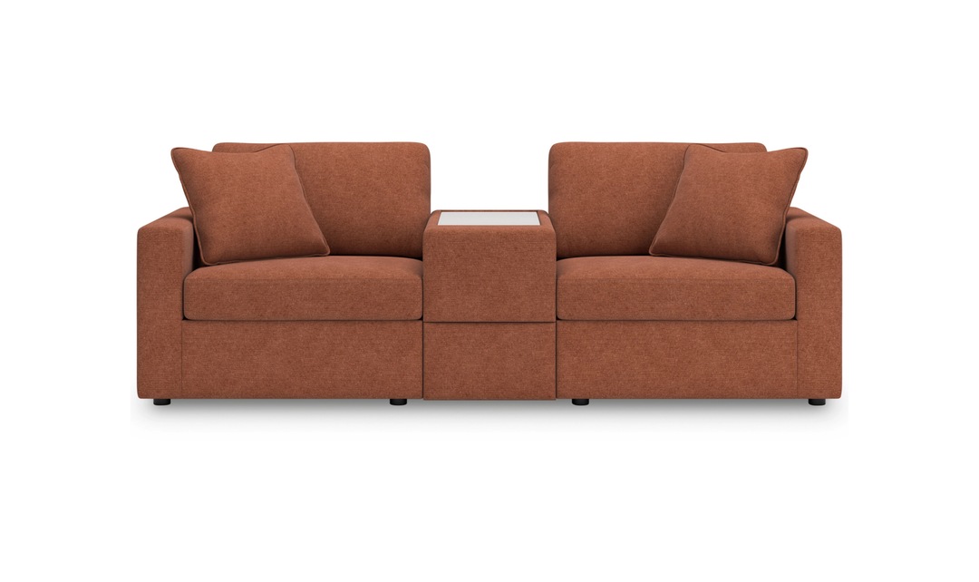 Modern Heritage Modmax Spice Fabric Upholstered Loveseat Sofa