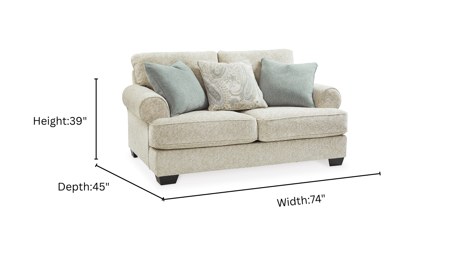 Modern Heritage Monaghan Sandstone Fabric Loveseat-Jennifer Furniture