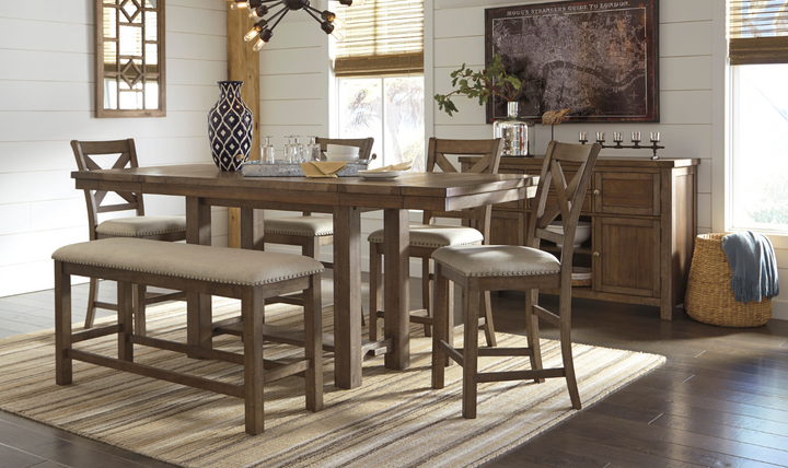 Ashley  Moriville Rectangular Dining Set in Brown-Jennifer Furniture