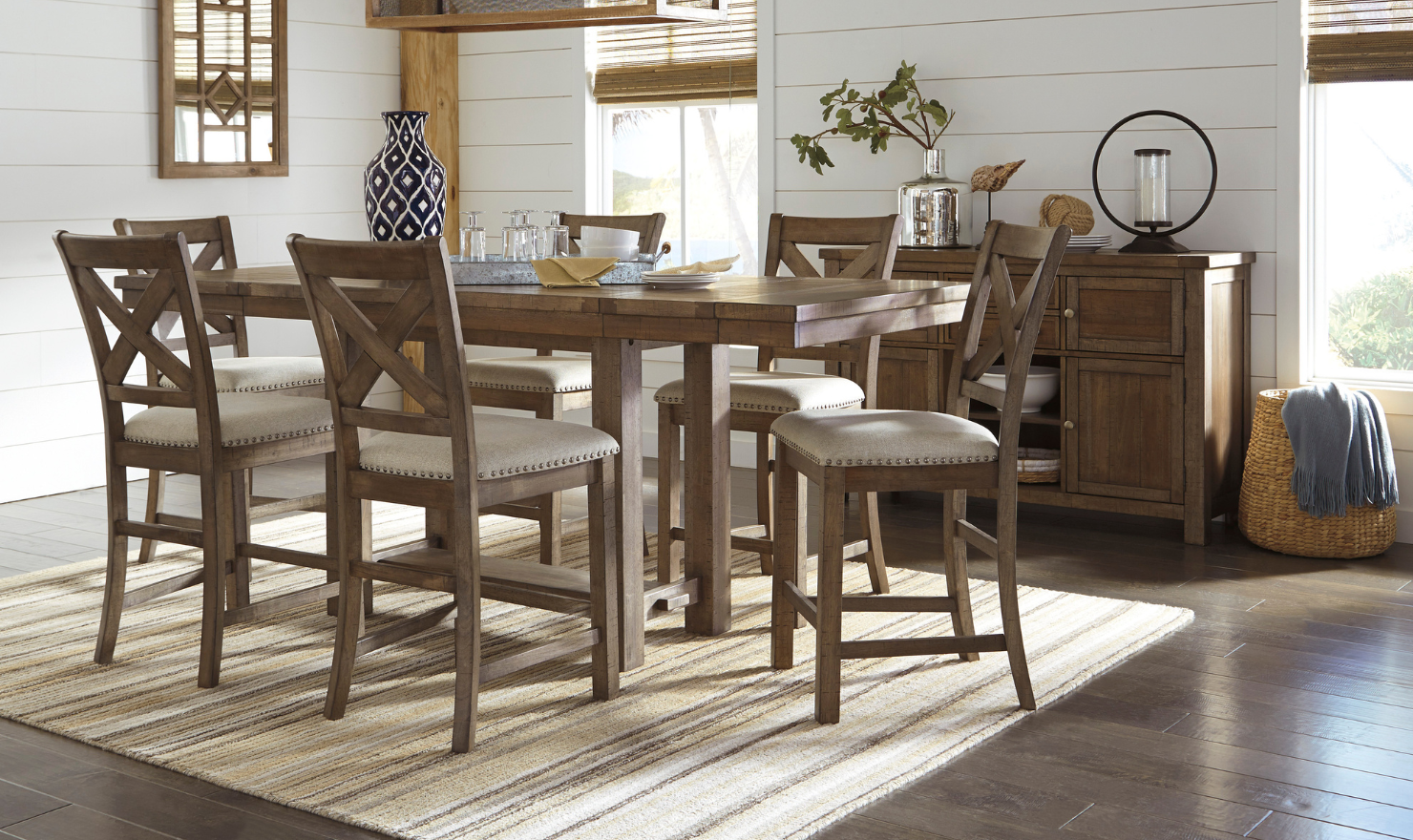 Ashley  Moriville Rectangular Dining Set in Brown-Jennifer Furniture