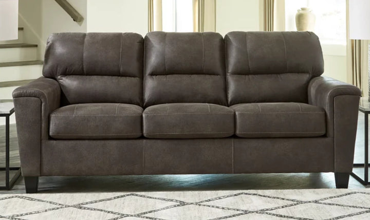 Modern Heritage Navi 3-Seater Faux Leather Sofa with Track Arms-Jennifer Furniture