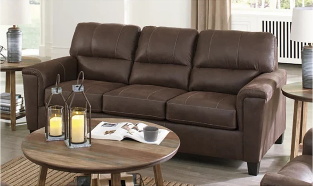 Modern Heritage Navi 3-Seater Faux Leather Sofa with Track Arms-Jennifer Furniture