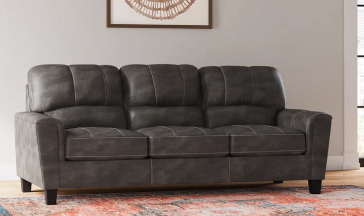 Modern Heritage Navi 3-Seater Faux Leather Sofa with Track Arms-Jennifer Furniture