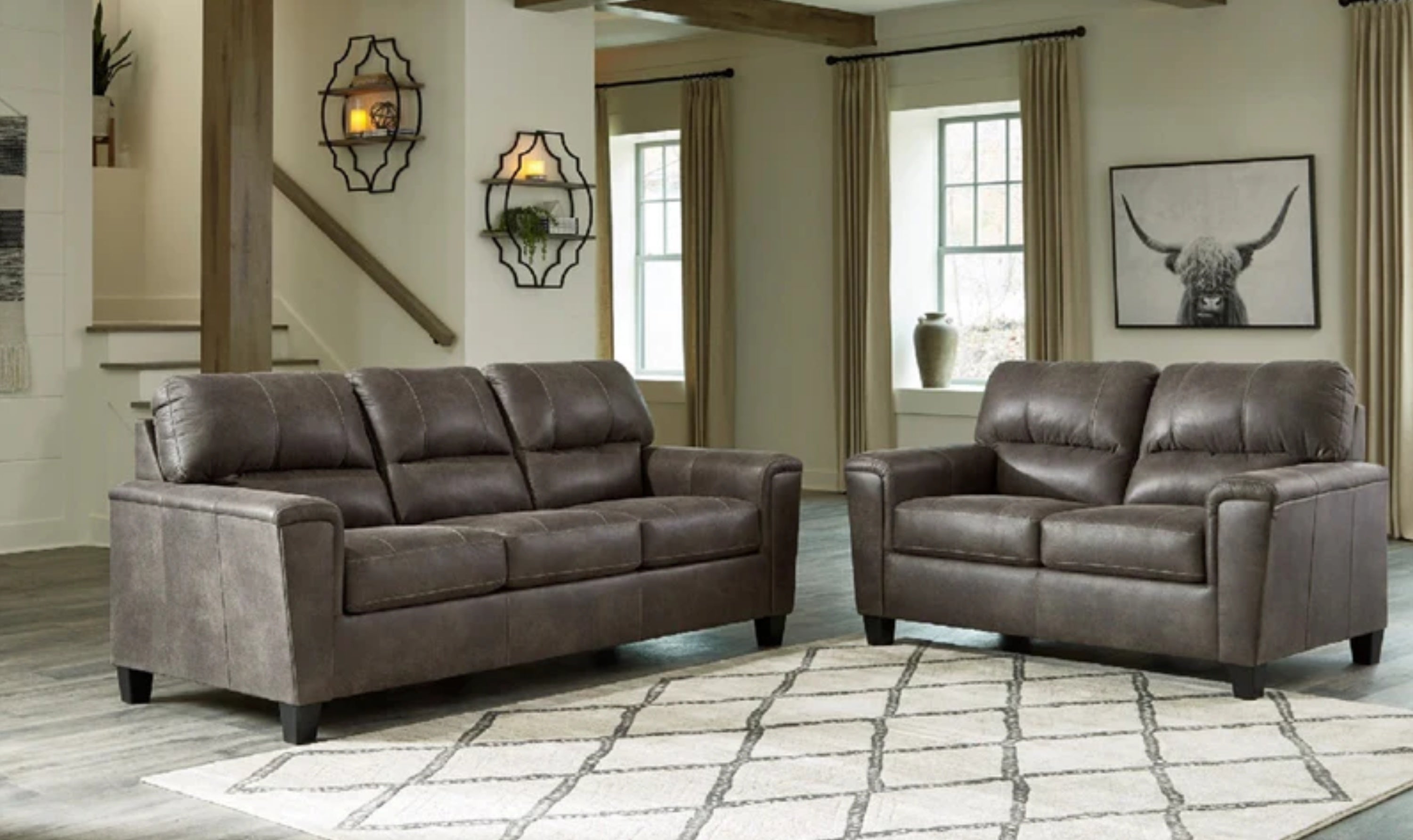 Modern Heritage Navi 3-Seater Faux Leather Sofa with Track Arms-Jennifer Furniture