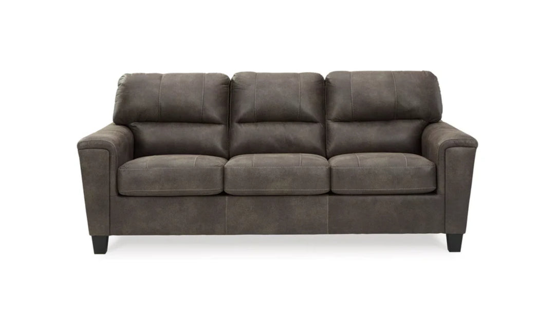 Modern Heritage Navi 3-Seater Faux Leather Sofa with Track Arms-Jennifer Furniture