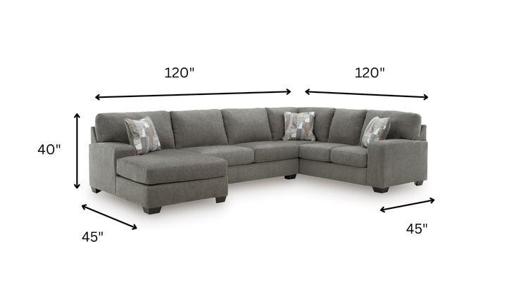 Modern Heritage Newellen 3-Piece Fabric Sleeper Sectional with Chaise