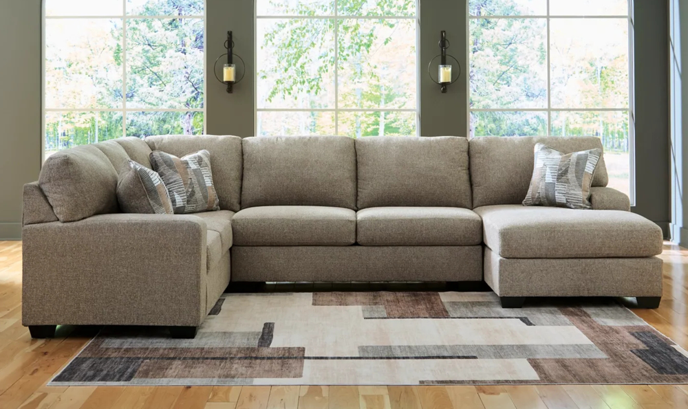 Modern Heritage Newellen Fabric 3-Piece Sectional With Chaise-Jennifer Furniture