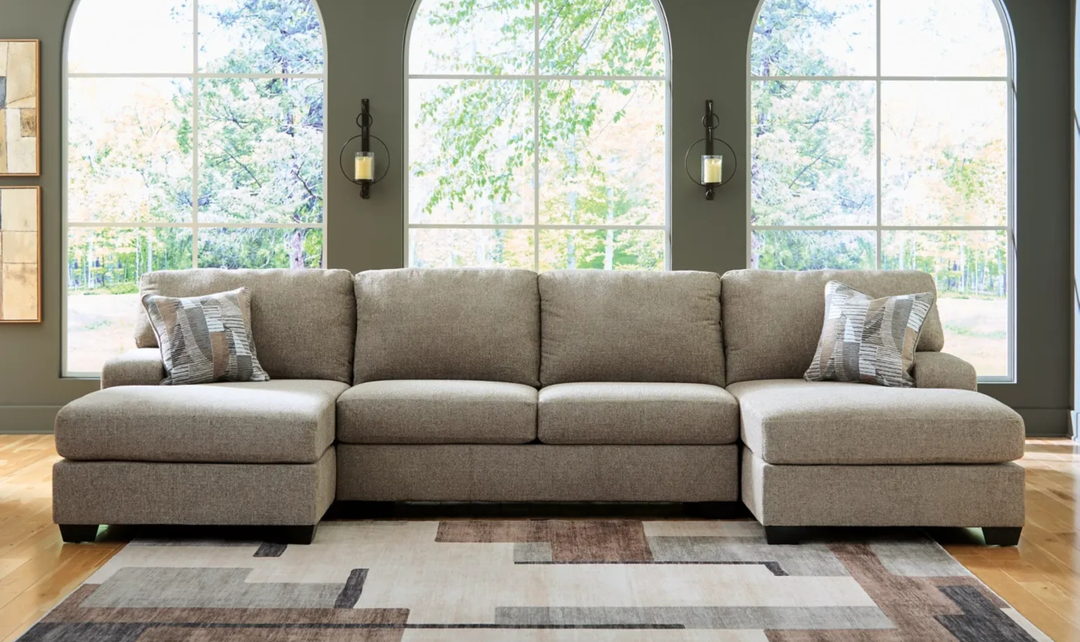 Modern Heritage Newellen Fabric 3‑Piece Sleeper Sectional with Double Chaise-Jennifer Furniture