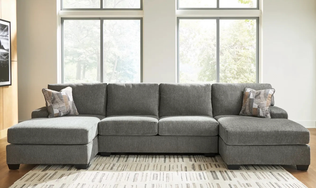 Modern Heritage Newellen Fabric 3‑Piece Sleeper Sectional with Double Chaise-Jennifer Furniture