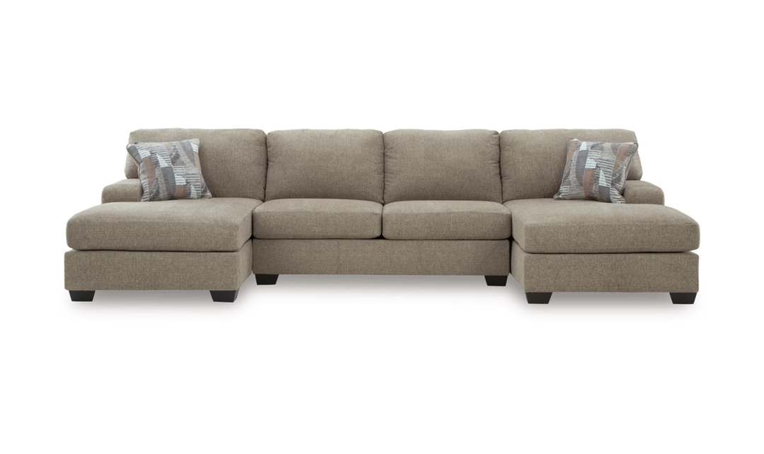 Modern Heritage Newellen Fabric 3‑Piece Sleeper Sectional with Double Chaise-Jennifer Furniture