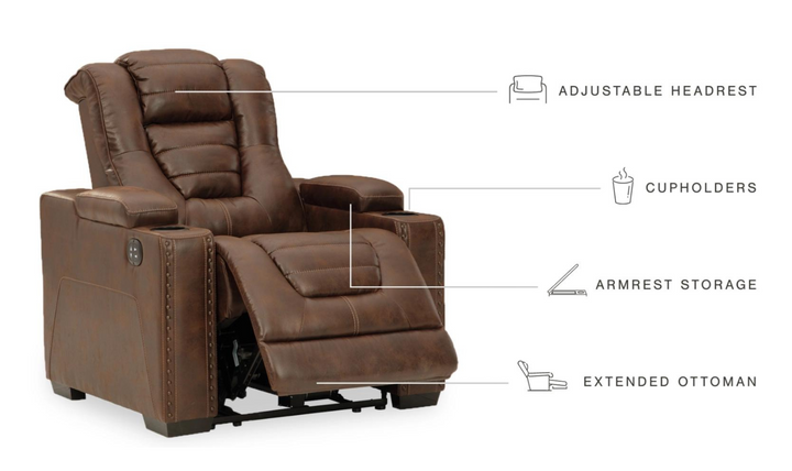 Modern Heritage Owner's Box Leather Power Recliner Chair in Brown