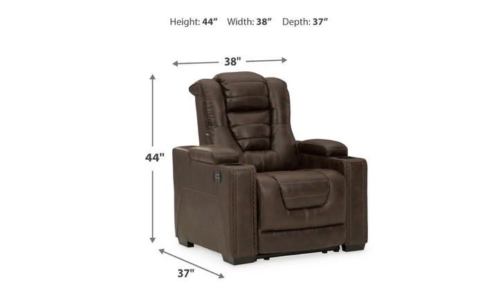 Modern Heritage Owner's Box Leather Power Recliner Chair in Brown