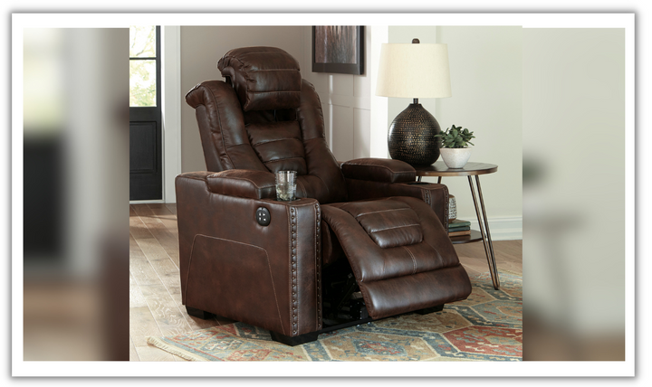 Modern Heritage Owner's Box Leather Power Recliner Chair in Brown