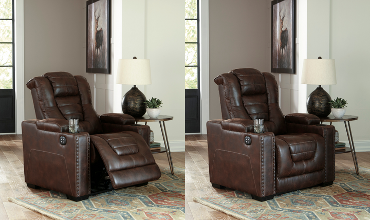 Modern Heritage Owner's Box Leather Power Recliner Chair in Brown